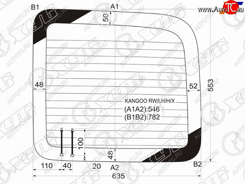5 749 р. Стекло заднее (Цвет зеленый Обогрев) Renault Kangoo 97-07 XYG KANGOO RW/LH/H/X  с доставкой в г. Керчь