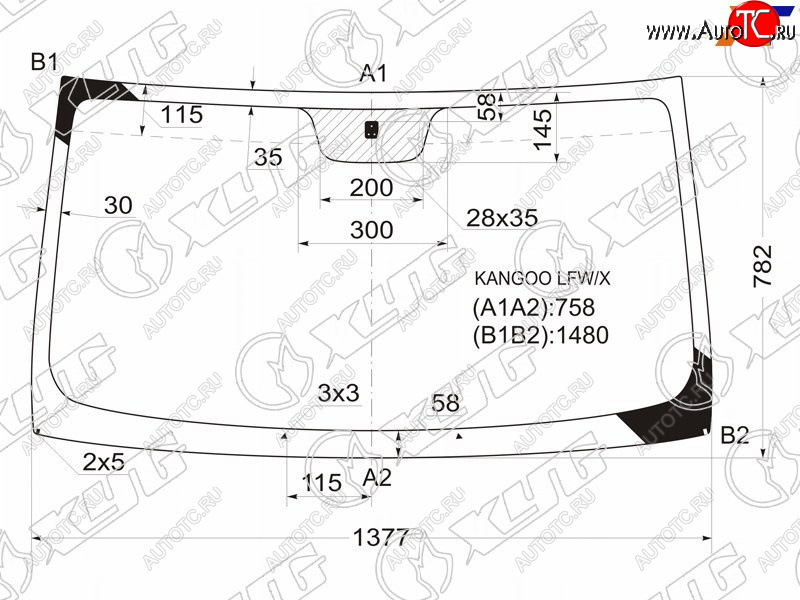 4 999 р. Стекло лобовое RENAULT KANGOO 97-07 XYG KANGOO LFW/X  с доставкой в г. Керчь