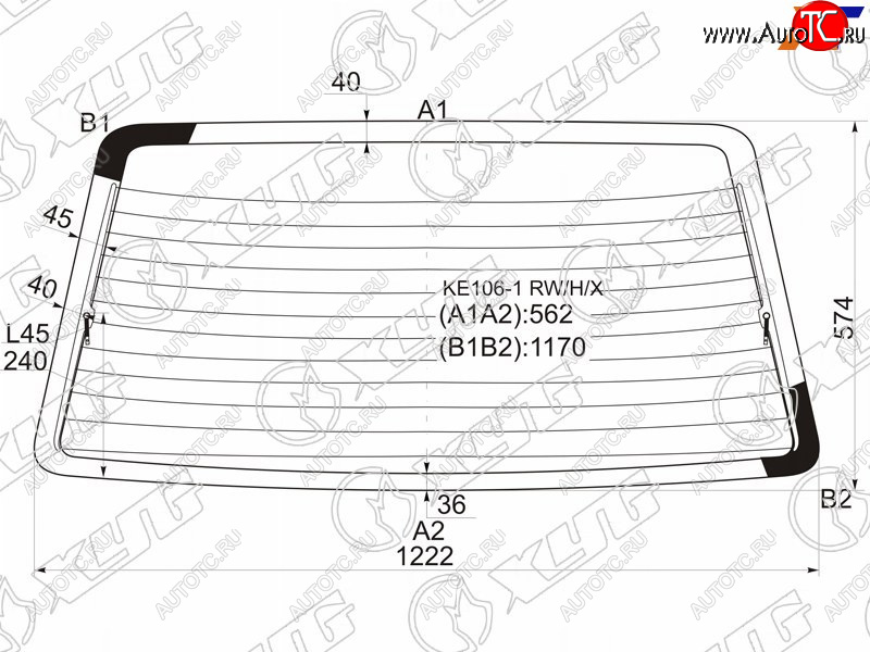 7 999 р. Стекло заднее (Цвет зеленый Обогрев Фонари хрусталь) Toyota Corolla (E100) 91-02  Sprinter 93-02 XYG KE106-1 RW/H/X  с доставкой в г. Керчь