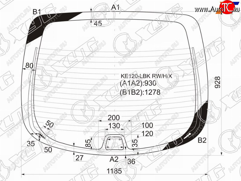10 499 р. Стекло заднее (Цвет зеленый Обогрев) Toyota Corolla (E110) 95-01 XYG KE120-LBK RW/H/X  с доставкой в г. Керчь
