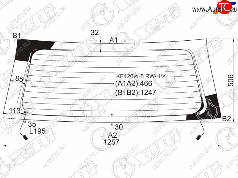 8 349 р. Стекло заднее (Цвет зеленый Обогрев 5D WGN) Toyota Corolla (E120) 00-07  Corolla Fielder (E120) 0 XYG KE120W-5 RW/H/X  с доставкой в г. Керчь