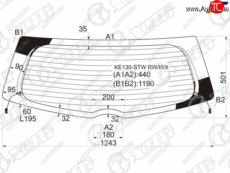 7 999 р. Стекло заднее (Цвет зеленый Обогрев) Toyota Corolla Fielder (E140) 06-12 XYG KE130-STW RW/H/X  с доставкой в г. Керчь
