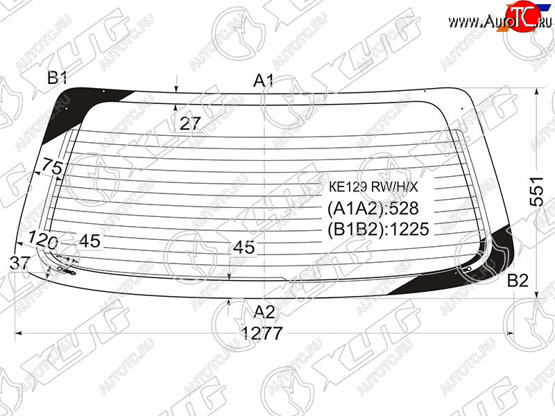 8 599 р. Стекло заднее (Цвет зеленый Обогрев) Toyota Corolla Spacio (E110) 97-01 XYG KE129 RW/H/X  с доставкой в г. Керчь