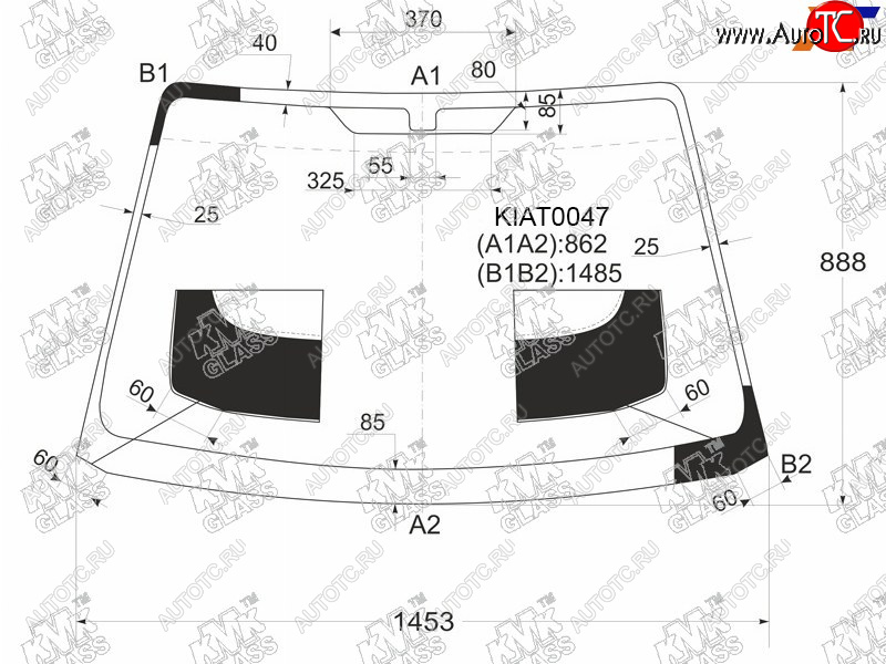 5 449 р. Стекло лобовое Kia Sephia 98-04  Shuma 97-04  Spectra 00-11 KMK KIAT0047  с доставкой в г. Керчь