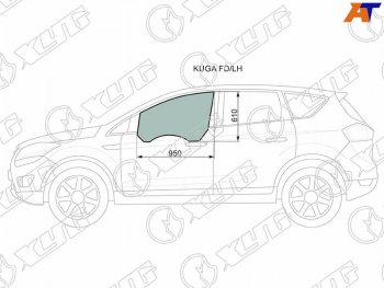 Стекло боковое опускное (Спереди Слева Цвет зеленый) Ford Kuga 08-13                               XYG KUGA FD/LH