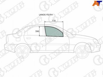 Стекло боковое опускное (Спереди Справа Цвет зеленый) Chevrolet Lanos 05-09  Daewoo Lanos 97-08  XYG LANOS FD/RH
