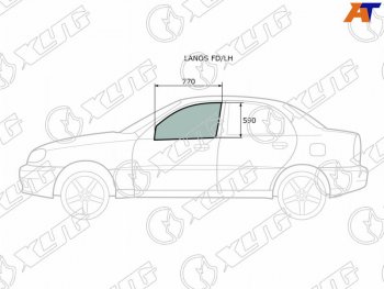 Стекло боковое опускное (Спереди Слева Цвет зеленый) Chevrolet Lanos 05-09  Daewoo Lanos 97-08   XYG LANOS FD/LH