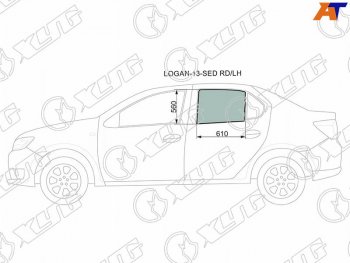 2 599 р. Стекло боковое опускное (Сзади Слева Цвет зеленый) Renault Logan 14-22  Sandero 14-22  Dacia Log XYG LOGAN-13-SED RD/LH  с доставкой в г. Керчь. Увеличить фотографию 1