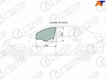 Стекло боковое опускное (Спереди Слева Цвет зеленый) Renault Logan 14-22  Sandero 14-22  Dacia L XYG LOGAN-13 FD/LH