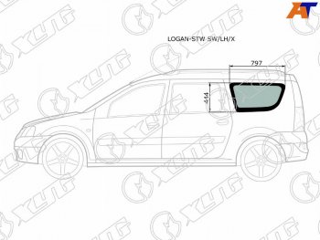 Стекло кузова боковое (не опускное) (Слева Цвет зеленый) Dacia Logan 04-08  Logan Mcv 08-12  LADA XYG LOGAN-STW SW/LH/X
