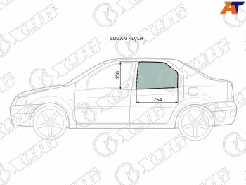 2 569 р. Стекло боковое опускное (Сзади Слева Цвет зеленый) Renault Logan 04-16  Dacia Logan 04-08 XYG LOGAN RD/LH  с доставкой в г. Керчь. Увеличить фотографию 1