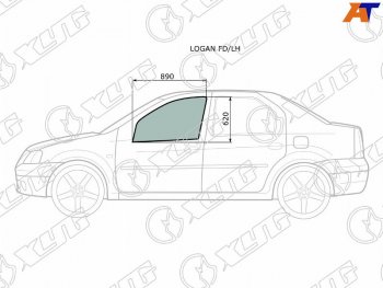 Стекло боковое опускное (Спереди Слева Цвет зеленый) Renault Logan 04-16  Dacia Logan 04-08  Log XYG LOGAN FD/LH
