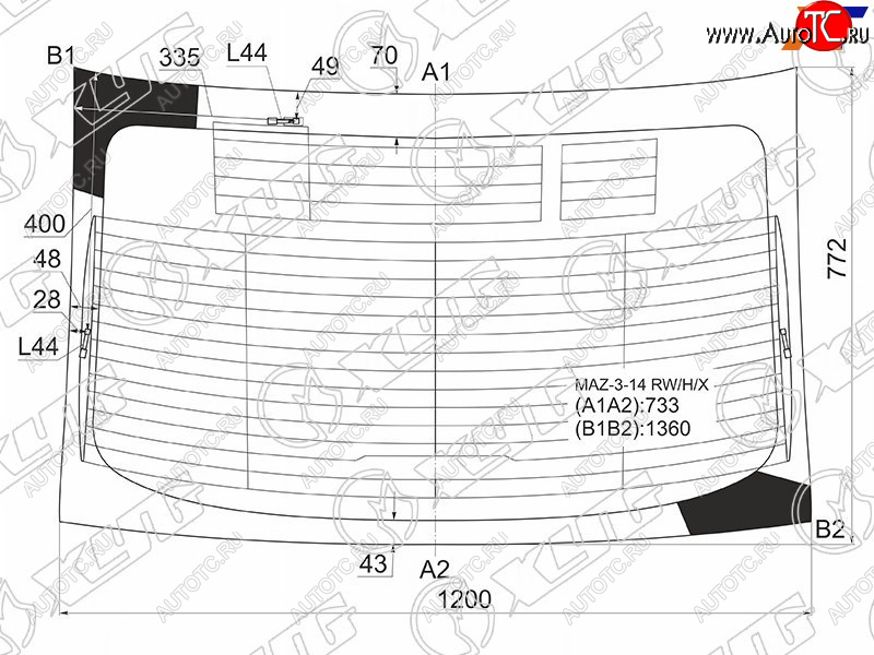 7 999 р. Стекло заднее (Цвет зеленый Обогрев Антенна 4D SED) Mazda 3 13-19  Axela 13-19 XYG MAZ-3-14 RW/H/X  с доставкой в г. Керчь