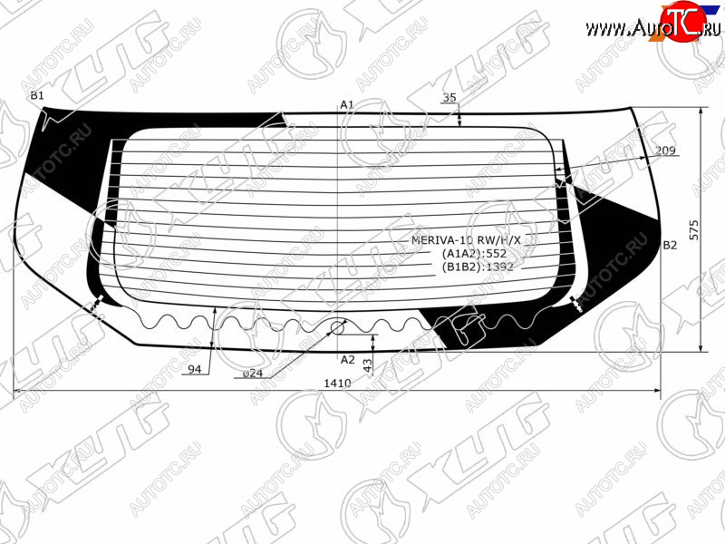 15 799 р. Стекло заднее (Цвет зеленый Обогрев) Opel Meriva 10-18 XYG MERIVA-10 RW/H/X  с доставкой в г. Керчь