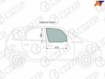 Стекло боковое опускное (Спереди Справа Цвет зеленый) Chevrolet Meriva 04-12  Opel Meriva 03-10 XYG MERIVA FD/RH