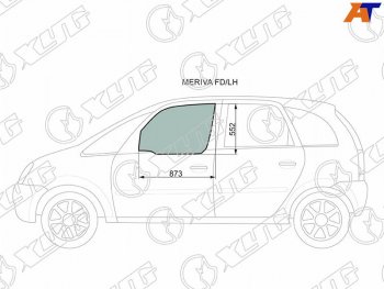 Стекло боковое опускное (Спереди Слева Цвет зеленый) Chevrolet Meriva 04-12  Opel Meriva 03-10 XYG MERIVA FD/LH