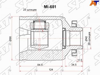 Шрус внутренний LH KIA BONGO III 4WD SAT MI-681