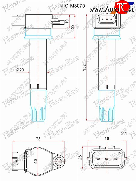 3 379 р. Катушка зажигания MITSUBISHI PAJERO V80 90# 6G72 NEW ERA MIC-M3075  с доставкой в г. Керчь