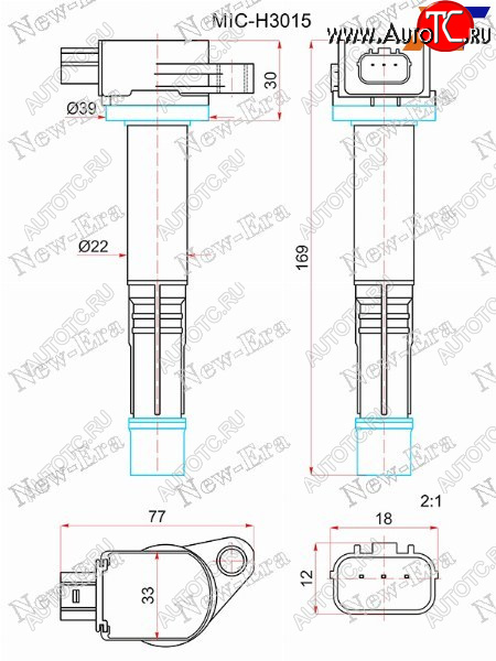 3 199 р. Катушка зажигания HONDA ACCORD CU 08-CR-V RM 10-CIVIC 12-CROSSTOUR 12- R20A24A NEW ERA MIC-H3015  с доставкой в г. Керчь