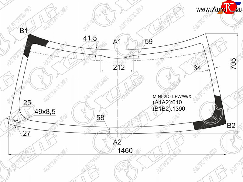 5 299 р. Стекло лобовое Mini Clubman Cooper 08-14  Hatch Cooper 01-06 XYG MINI-2D- LFW/W/X  с доставкой в г. Керчь