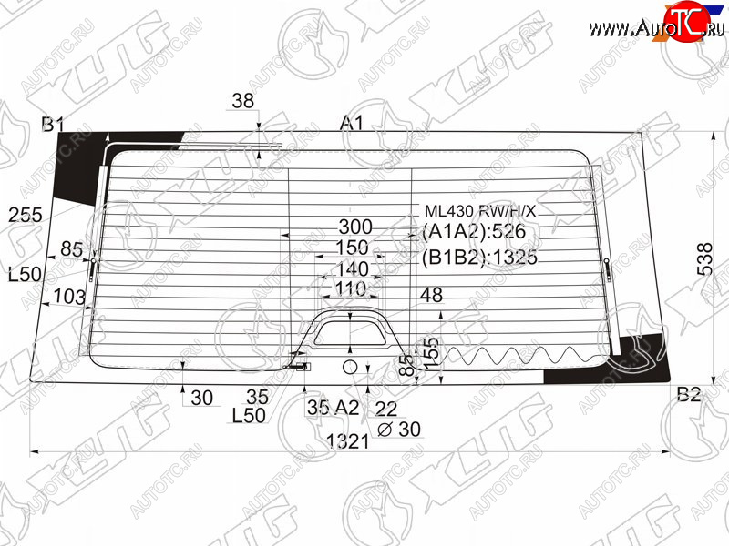 9 549 р. Стекло заднее (Цвет зеленый Обогрев Антенна) Mercedes-Benz M-Class 97-05 XYG ML430 RW/H/X  с доставкой в г. Керчь