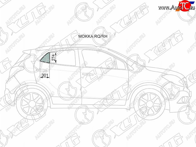 439 р. Стекло форточки (Сзади Справа Цвет зеленый) Opel Mokka 12-19  Buick Encore 12-16 XYG MOKKA RQ/RH  с доставкой в г. Керчь