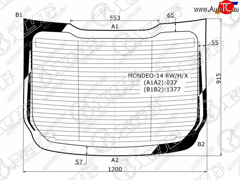 9 549 р. Стекло заднее (Цвет зеленый Обогрев Антенна 4D SED) Ford Mondeo 14-19 XYG MONDEO-14 RW/H/X  с доставкой в г. Керчь