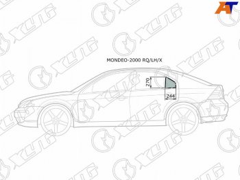 1 299 р. Стекло форточки (Сзади Слева Цвет зеленый) Ford Mondeo 00-07 XYG MONDEO-2000 RQ/LH/X  с доставкой в г. Керчь. Увеличить фотографию 1