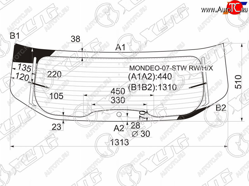 10 549 р. Стекло заднее (Цвет зеленый Обогрев 5D WGN) Ford Mondeo 07-15 XYG MONDEO-07-STW RW/H/X  с доставкой в г. Керчь