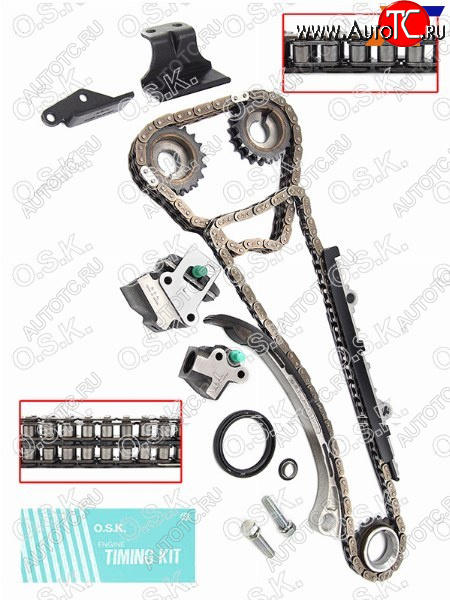 25 749 р. Комплект для замены цепи ГРМ NISSAN KA24DE 98- (двухрядная цепь распредвала) OSK N124X  с доставкой в г. Керчь
