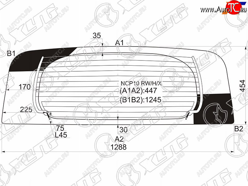 8 499 р. Стекло заднее (Цвет зеленый Обогрев) Toyota Ractis 05-10 XYG NCP10 RW/H/X  с доставкой в г. Керчь