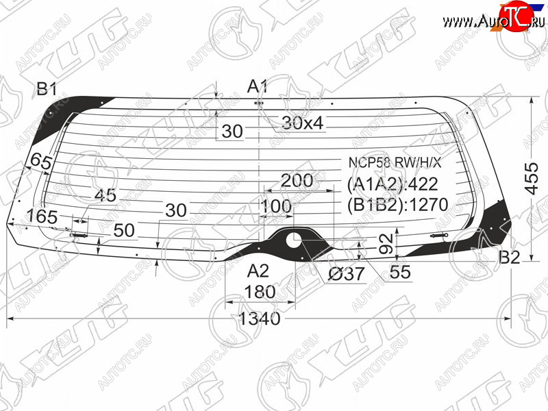 7 449 р. Стекло заднее (Цвет зеленый Обогрев) Toyota Succeed 02-20 XYG NCP58 RW/H/X  с доставкой в г. Керчь