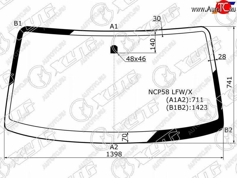 3 999 р. Стекло лобовое Toyota Probox 02-  Mazda Familia 18-  Toyota Succeed 02-20 XYG NCP58 LFW/X  с доставкой в г. Керчь