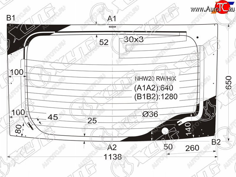 8 299 р. Стекло заднее (Цвет зеленый Обогрев) Toyota Prius (NHW20) 03-11 XYG NHW20 RW/H/X  с доставкой в г. Керчь