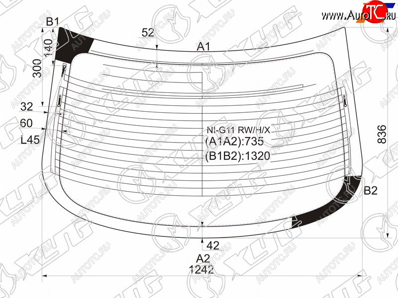 7 199 р. Стекло заднее (Цвет зеленый Обогрев Антенна) Nissan Almera 12-19  Bluebird Sylphy 05-12 XYG NI-G11 RW/H/X  с доставкой в г. Керчь