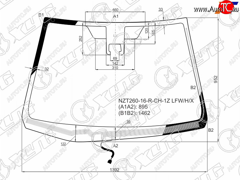 9 299 р. Стекло лобовое (Обогрев щеток Камера) Toyota Allion (T260) 16-21  Premio 16-21 XYG NZT260-16-R-CH-1Z LFW/H/X  с доставкой в г. Керчь