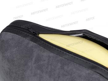 2 249 р. Подушки под голову (натур. кожа М1 2 шт двусторонняя экокожа+алькантара) АВТОПИЛОТ   (черный/темно-серый)  с доставкой в г. Керчь. Увеличить фотографию 3