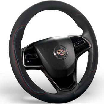 Оплётка на руль (37-39см GP 2102 кож/зам) Автопилот  (черный/строчка красно-синяя)