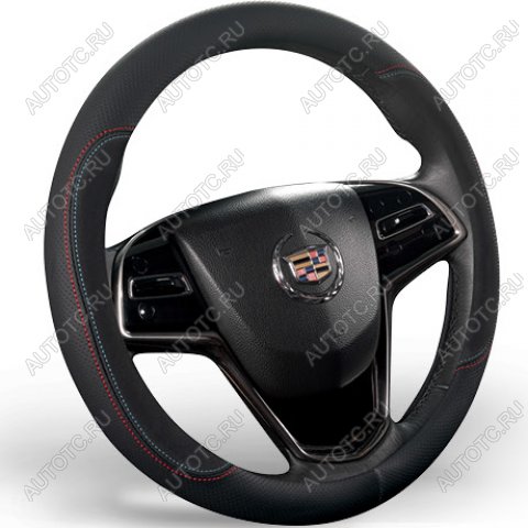 789 р. Оплётка на руль (37-39см GP 2102 кож/зам) Автопилот   (черный/строчка красно-синяя)  с доставкой в г. Керчь