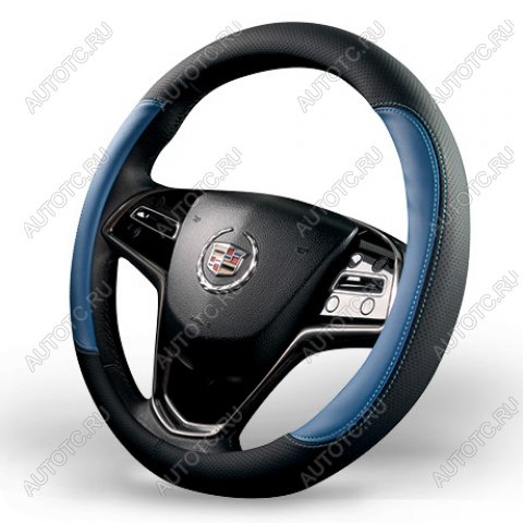 949 р. Оплётка на руль (37-39см GP 2102 кож/зам) Автопилот   (черный/синий)  с доставкой в г. Керчь