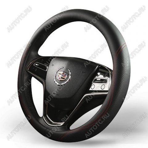 949 р. Оплётка на руль (37-39см GP 2106 кож/зам) Автопилот   (черный/строчка красная )  с доставкой в г. Керчь
