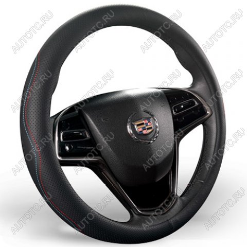 999 р. Оплётка на руль (37-39см GP 2107 кож/зам) Автопилот   (черный/строчка красно-синяя)  с доставкой в г. Керчь