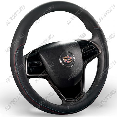 1 059 р. Оплётка на руль (37-39см GP 2111 кож/зам) Автопилот   (черный/строчка красно-синяя)  с доставкой в г. Керчь