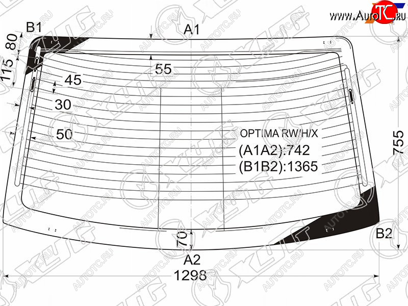 6 599 р. Стекло заднее с обогревом KIA OPTIMA 4D 00-05                                                        XYG OPTIMA RW/H/X  с доставкой в г. Керчь
