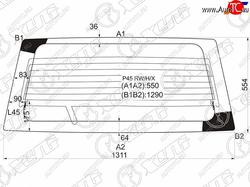 7 299 р. Стекло заднее (Цвет зеленый Обогрев) Mitsubishi Pajero Sport 96-08  Challenger 96-01  Montero Spo XYG P45 RW/H/X  с доставкой в г. Керчь
