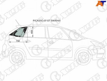 1 059 р. Стекло кузова боковое (не опускное) (Справа Цвет зеленый) Citroen C4 Picasso 07-14 XYG PICASSO-07-ST SW/RH/X  с доставкой в г. Керчь. Увеличить фотографию 1