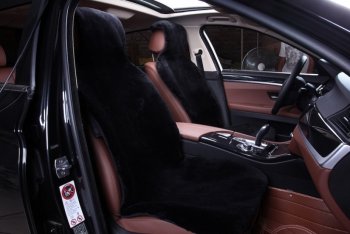 Накидка на сиденье (Овчина цельная шкура класс А короткий ворс натур. мех) Автопилот  (черный)
