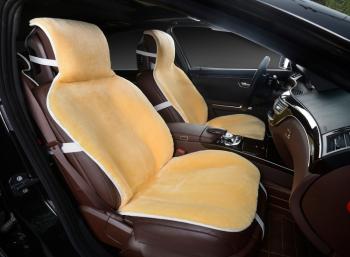 Накидка на сиденье (короткий ворс искусственный мех) Автопилот  (бежевый)