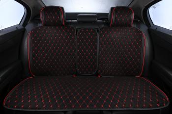 7 849 р. Накидка на сиденье (на весь салон Alkantara Lux Plus алькантара) Автопилот   (черный/строчка красная)  с доставкой в г. Керчь. Увеличить фотографию 2