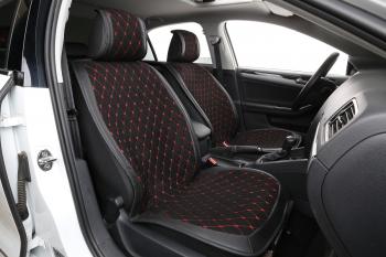 Накидка на сиденье (на весь салон Alkantara Lux Plus алькантара) Автопилот  (черный/строчка красная)
